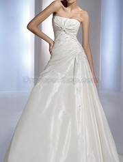 Princess A-Line Ivory Taffeta Off-the Shoulder Asymmetrical Beading 