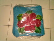 Balinese red hibiscus painting pillow cover(5 content)
