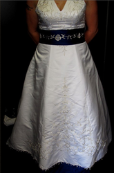 Gorgeous A-Line Halter Neck Bridal Dress (Blue/White)
