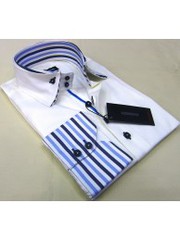 Bellino Light lilac business shirt with striped cuffs