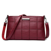 Women Genuine Leather Plaid Messenger Bags Shoulder Bags