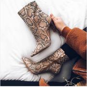 SNAKESKIN POINTED HIGH HEELS ANKLE BOOTS