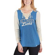  NFL Detroit Lions Womens Blue The Lace-Up Long Sleeve Tee