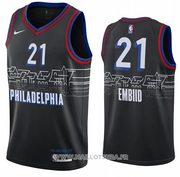 Philadelphia 76ers Joel Embiid NO 21 Ciudad 2020-21 Negro Jersey