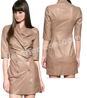 Detailed Double Breasted Leather Dress Online